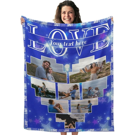 Custom Blanket with Picture Upload, Customized Blankets with Photos, Personalized Throw Photo Blankets for Anniversary Birthday Wedding Sisters Couples Gift