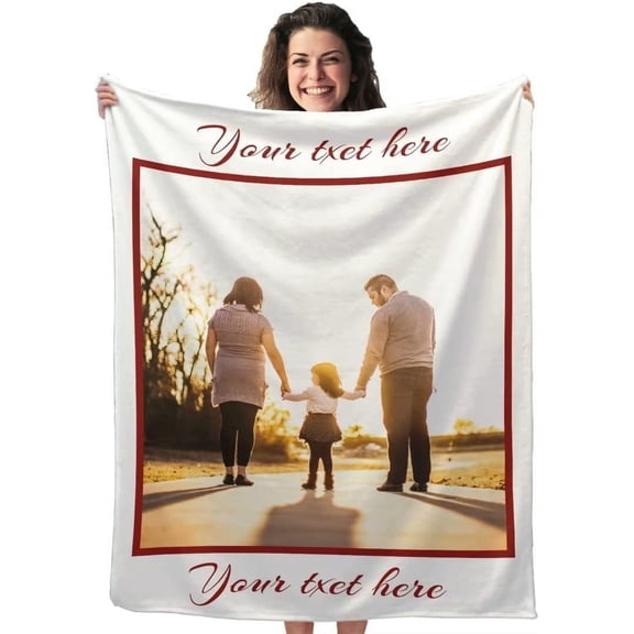Custom Blanket with Picture Upload, Customized Blankets with Photos, Personalized Throw Photo Blankets for Anniversary Birthday Wedding Sisters Couples Gift