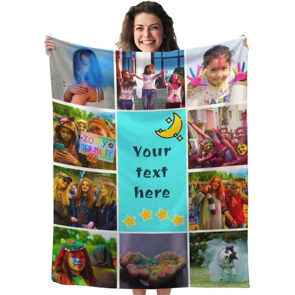 Custom Blanket with Picture Upload, Customized Blankets with Photos, Personalized Throw Photo Blankets for Anniversary Birthday Wedding Sisters Couples Gift