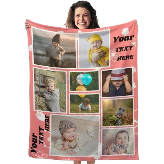 Custom Blanket with Picture Upload, Customized Blankets with Photos, Personalized Throw Photo Blankets for Anniversary Birthday Wedding Sisters Couples Gift
