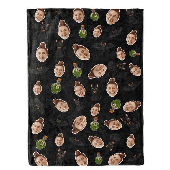 Custom Blanket with Pictures Your Face Halloween Decor, Personalized Photo Print on Flannel Blankets, Funny Customized Gifts for Dad Mom Family Friends Kids Pets