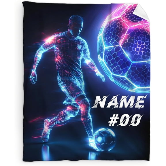 Custom Blanket, Soccer Blanket, Personalized Gifts with Name, 40 x 30 Inches Kids Blanket for Children, Flannel Throw Blanket Gift for Boys, Pets, Soccer Lovers, Soft Throws for Bed, Chair