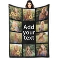 thumbnail image 1 of Custom Blanket with Text Photo Collage Customized Blankets with Pictures, Personalized Throw Blanket for Father, Mom, Kids, Dogs, Friends Couple or Lover as Christmas Birthday Gift, 1 of 6