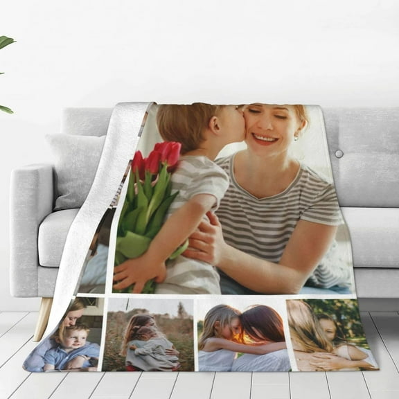 Custom Blanket with Text Photos Customized Blanket Personalized Throw for Adult Kid Birthday Wedding Christmas Halloween Fathers Mothers Valentines Day Gift Couch Sofa Bedroom 40"x 30"