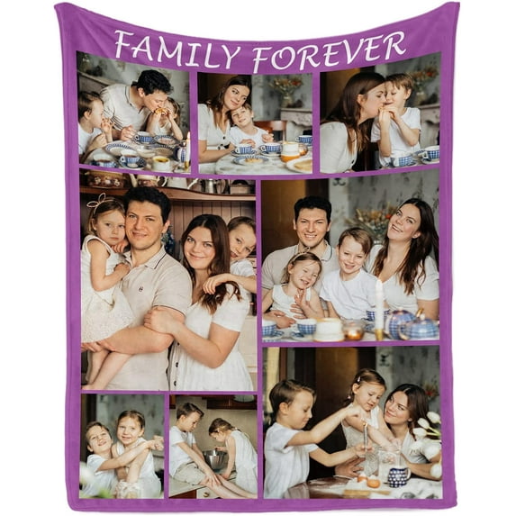 Custom Blanket with Text Photos,Personalized Customized Picture Blankets for Best Friend Bestie Sister BFF Christmas New Year Birthday Gifts 5 Photos Collage Blankets