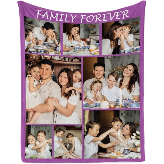 Custom Blanket with Text Photos,Personalized Customized Picture Blankets for Grandpa Grandma Christmas Mother Father Day Birthday Gifts 9 Photos Collage 4 Sizes