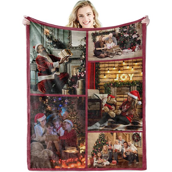 Custom Blanket with Text Picture Collage Customized Throw Blankets, Birthday Anniversary Wedding Gifts Personalized for Dad, Mom, Kids, Dogs, Friends or Couples Photo9 30"×40" Blankets