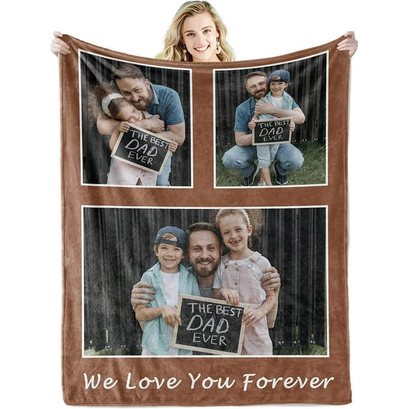 Custom Blanket with Text Picture Collage Customized Throw Blankets, Birthday Anniversary Wedding Gifts Personalized for Dad, Mom, Kids, Dogs, Friends or Couples Photo9 30"×40" Blankets