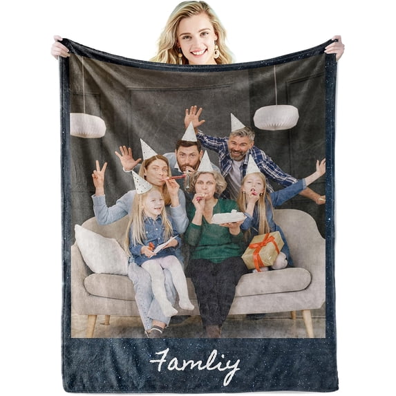 Custom Blanket with Text Picture Collage Customized Throw Blankets, Birthday Anniversary Wedding Personalized Halloween Christmas Couples Gifts for Boyfriend Girlfriend Photo 8 50"×60"