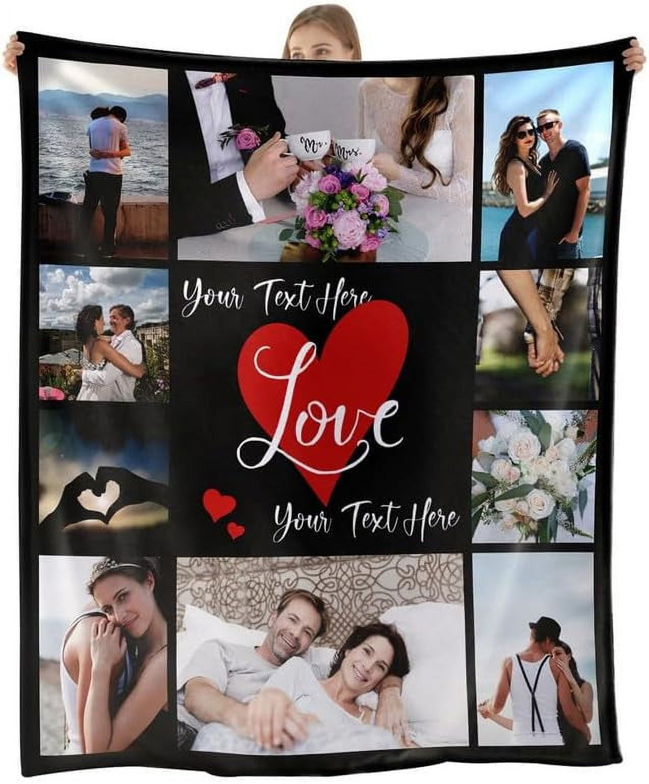 Custom Blanket With Photos TextsPersonalised Photo Blanket Flannel Personalized Throw Blanket