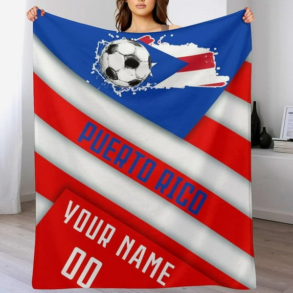 Custom Blanket for Bed Fans Gift Soccer City Winter Summer Fleece Throw Blankets Personalized Name & Number, 40"x50", 50"x60", 70"x80"