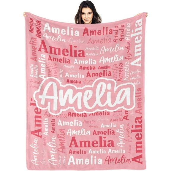 Custom Blanket with Name Personalized Blankets for Kids Adult Boys Girls Flannel Monogrammed Customized Blankets Throw (40''''x50'''')
