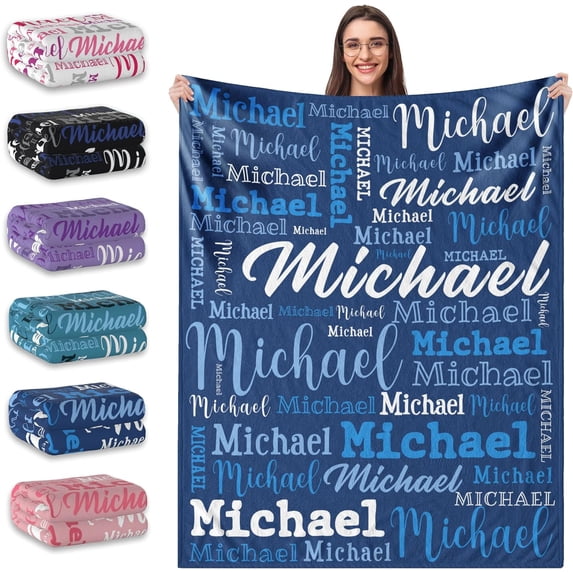 Custom Blanket with Name, Personalized Name Blanket for Baby Kids Adult, Customized Flannel Throw Blanket Gift for Christmas Birthday Valentines…