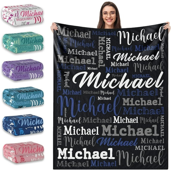 Custom Blanket with Name, Personalized Name Blanket for Baby Kids Adult, Customized Flannel Throw Blanket Gift for Christmas Birthday Valentines…