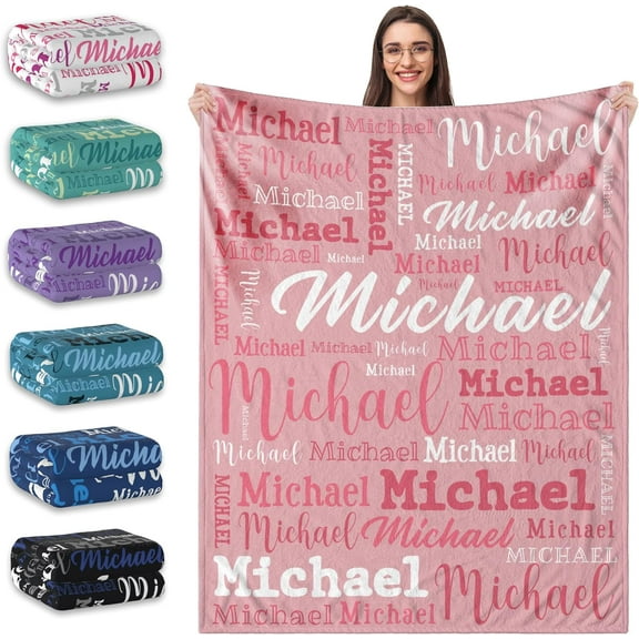 Custom Blanket with Name, Personalized Name Blanket for Baby Kids Adult, Customized Flannel Throw Blanket Gift for Christmas Birthday Valentines…
