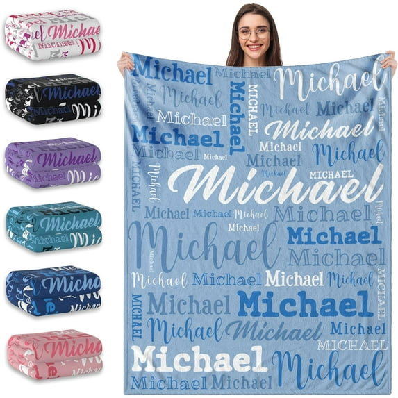 Custom Blanket with Name, Personalized Name Blanket for Baby Kids Adult, Customized Flannel Throw Blanket Gift for Christmas Birthday Valentines…