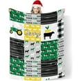 Custom Blanket with Name Text,Personalized Patchwork Cow Farm Life