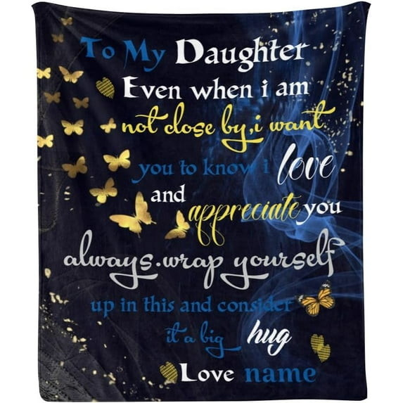 Custom Blanket with Name Text Personalized to My Daughter Soft Fleece Throw Blanket for Gifts (50 X 60 inches)