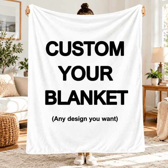 Custom Blanket with Personalized Picture Text, Flannel Photo Blanket for Birthday Wedding Fits Couch Bedroom