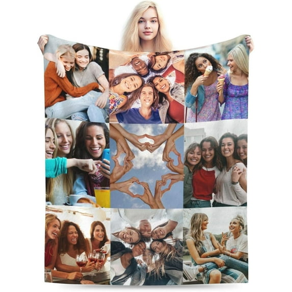 Custom Blanket with Photo Personalized Blankets and Throws Picture Blanket for Friend, Customized Gifts for Brother Sisters (40"x60") Blankets