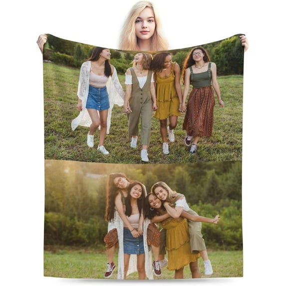 Custom Blanket with Photo Personalized Blankets and Throws Picture Blanket for Friend, Customized Gifts for Brother Sisters (40"x60") Blankets