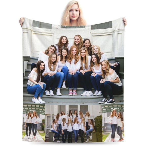 Custom Blanket with Photo Personalized Blankets and Throws Picture Blanket for Friend, Customized Gifts for Brother Sisters (40"x60") Blankets