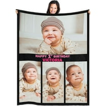 Custom Blanket with Photos Customized Blanket Personalized Blanket Gifts for Mom, Dad,Christmas, Birthday(1-Photo, 72 * 54in)