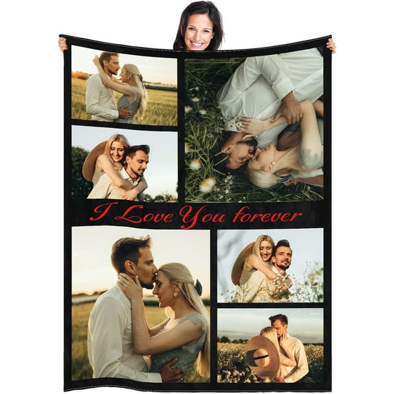 Custom Blanket with Photos Customized Blanket Personalized Blanket Gifts for Mom, Dad,Christmas, Birthday(1-Photo, 72 * 54in)
