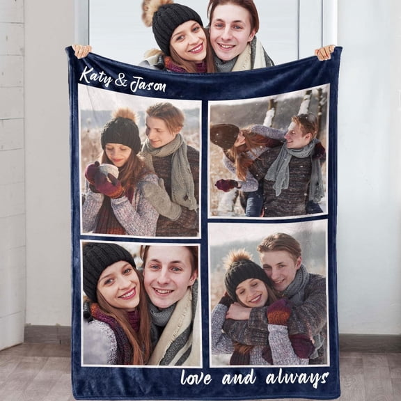 Custom Blanket with Photos-Customized Picture Blanket Flannel Throw Soft Blanket for Adult Kid Best Friend Birthday Gift-BedBlankets-9*Photos-1