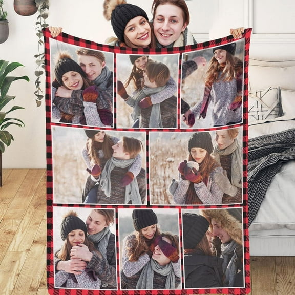 Custom Blanket with Photos-Customized Picture Blanket Flannel Throw Soft Blanket for Adult Kid Best Friend Birthday Gift-BedBlankets-9*Photos-1