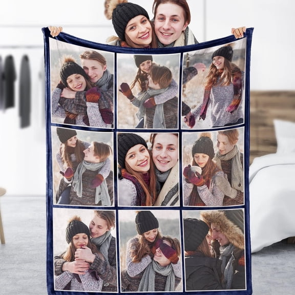 Custom Blanket with Photos-Customized Picture Blanket Flannel Throw Soft Blanket for Adult Kid Friend Birthday Gift-NurseryBlankets-9*Photos-1