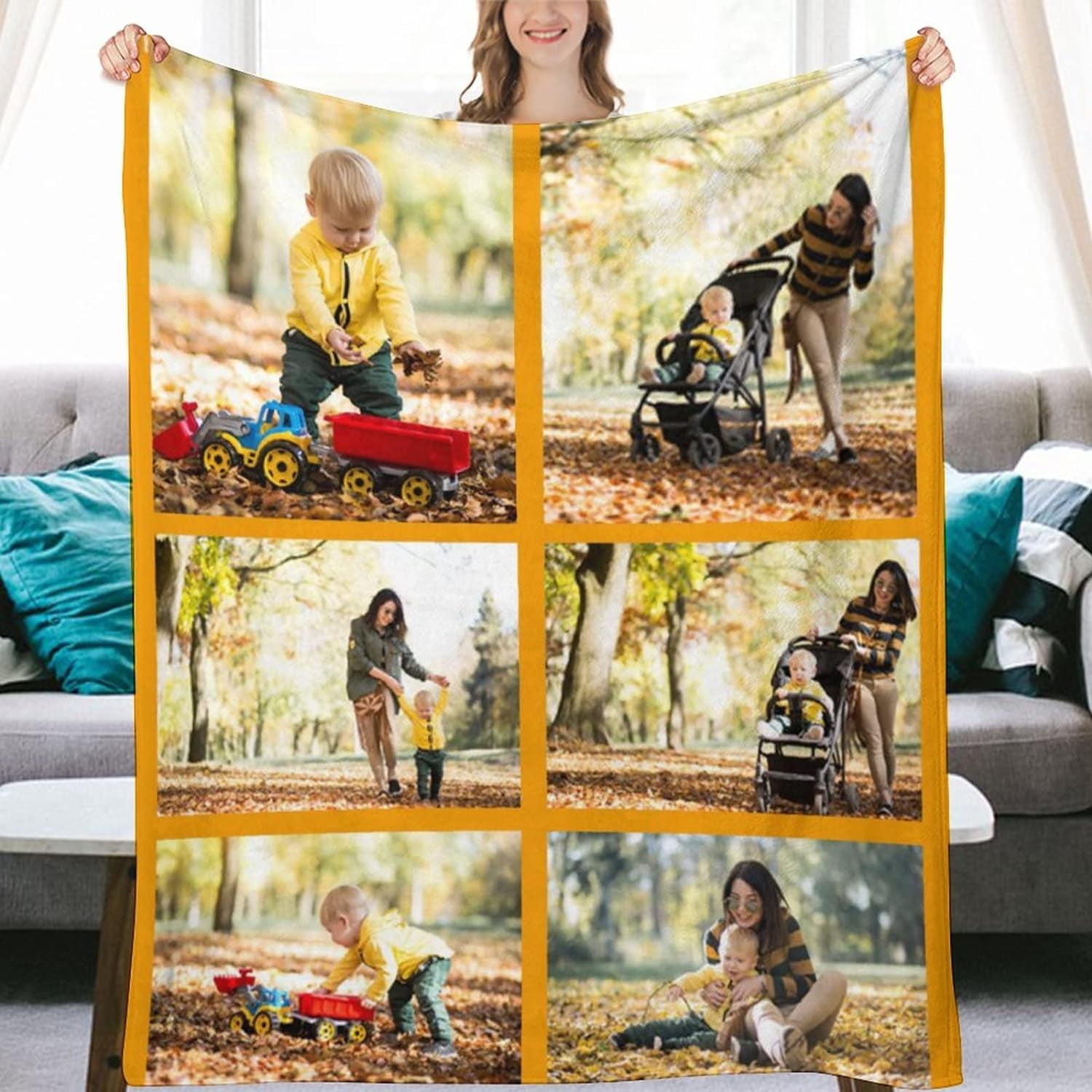 Custom Blanket with Photos Personalized Picture Collage Blankets Soft Sofa Blanket,Gift for