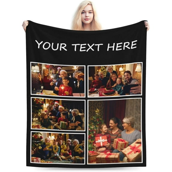 Custom Blanket with Photos Text Personalized Flannel Throw Blankets Customized Bedding Throw Blanket Custom Gifts Decor Bedding Style 3 Blankets