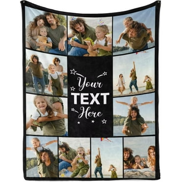 Custom Blanket with Photos Text Personalized Throw Blanket with Picture Customized Birthday Gifts for Family Friends Kids Couples for Christmas Gift