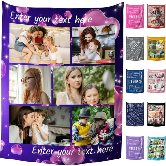 Custom Blanket with Picture Personalized Blankets and Throws Customized Flannel Blankets for Kids Baby Adult Birthdays