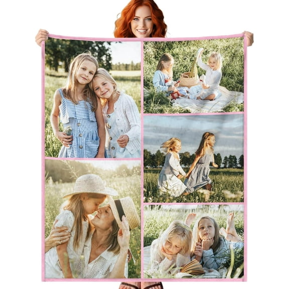 Custom Blanket with Picture Personalized Blankets with 9 Photos Customized Blanket Gifts for Christmas Valentines Day Gift.