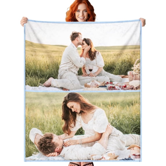 Custom Blanket with Picture Personalized Blankets with 9 Photos Customized Blanket Gifts for Christmas Valentines Day Gift.