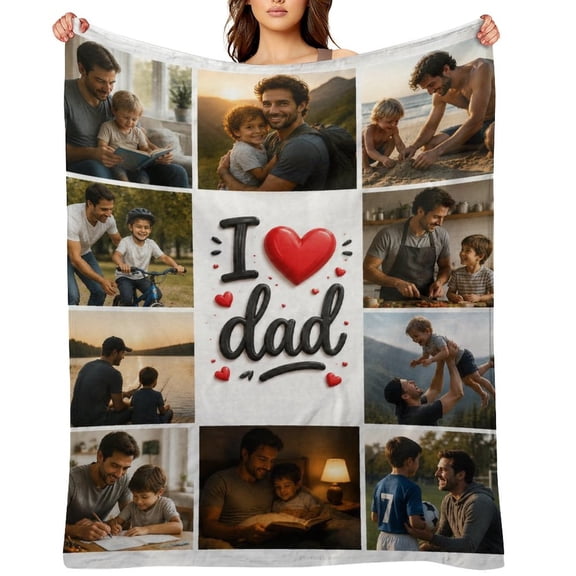Custom Blanket with Picture and Text - Printed in USA, Personalized Photo Blanket with Text (Fleece 50x60)