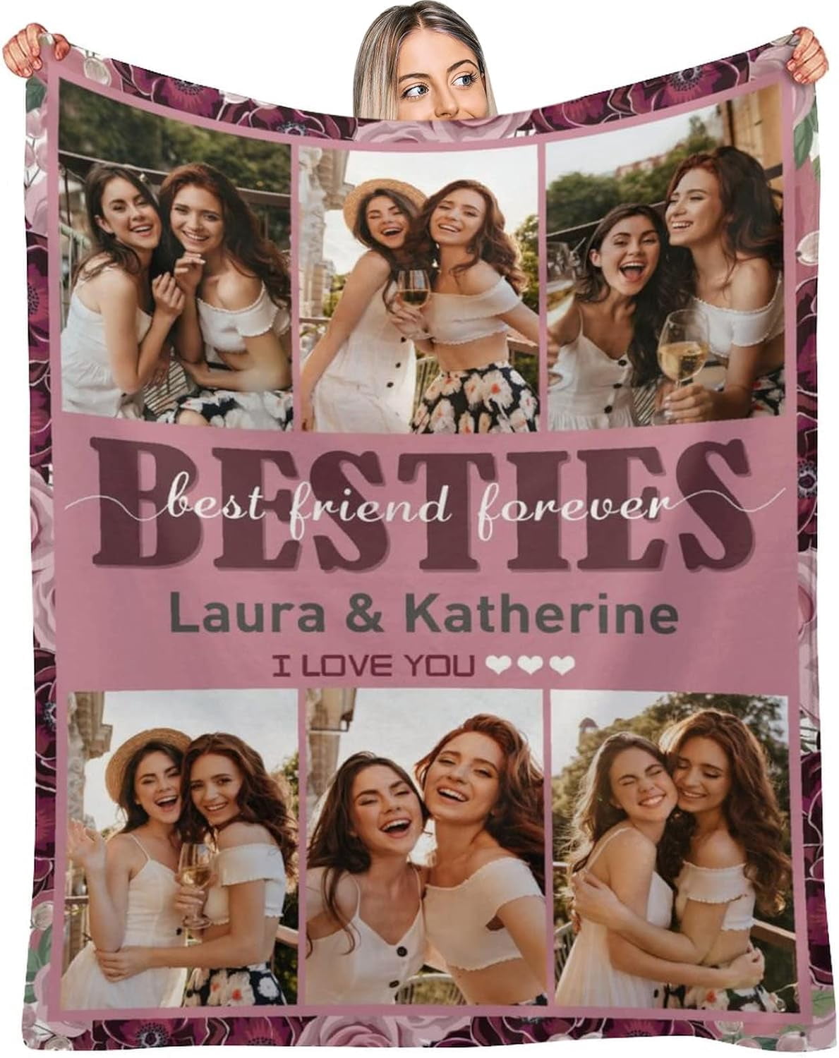 Personalized Best Friend Fleece Blanket - Custom Names & Hairstyle, Christmas/Birthday Gift For BFF, 50x60 Inches - View #6