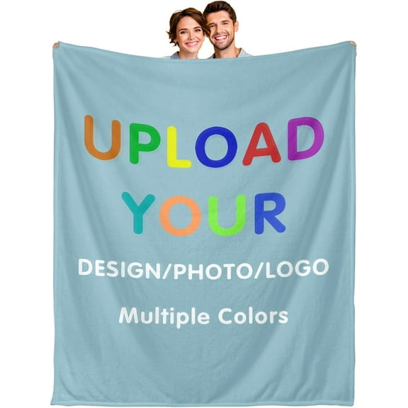 Custom Blanket with Your Design Text Logo Picture, Personalized Logo Blanket, Fully Customizable Flannel Throw Blankets for Gifts (60"x 50")