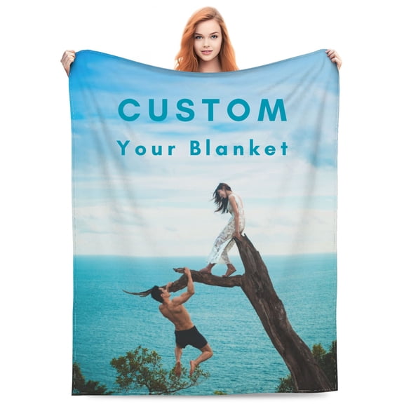 Custom Blanket with Your Own Photo - 60inX40in - Personalized Blanket Gifts for Christmas, Birthdays, and Weddings.