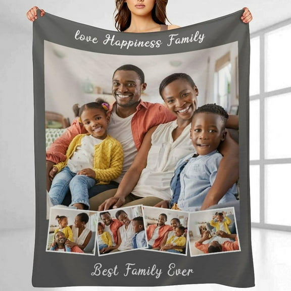 Custom Blankets Customized Use Your Child, Sister, Family Photo Text Collage Throws Blanket Personalized Bedding Blanket Home Decor, A Great Gift for Your Family, 40" x 60" Blankets
