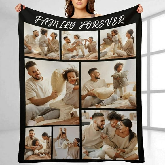 Custom Blankets Customized Use Your Child, Sister, Family Photo Text Collage Throws Blanket Personalized Bedding Blanket Home Decor, A Great Gift for Your Family, 40" x 60" Blankets