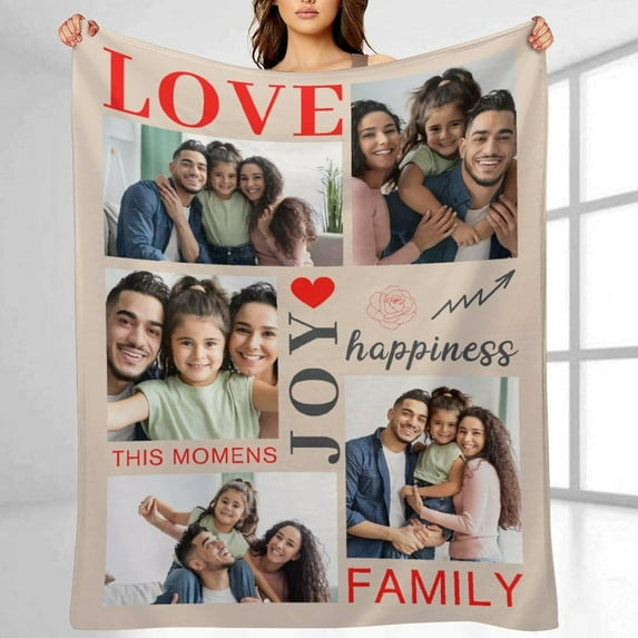 Custom Blankets Customized Use Your Child, Sister, Family Photo Text Collage Throws Blanket Personalized Bedding Blanket Home Decor, A Great Gift for Your Family, 40" x 60" Blankets