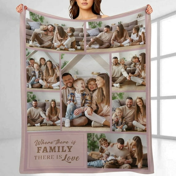 Custom Blankets Customized Use Your Child, Sister, Family Photo Text Collage Throws Blanket Personalized Bedding Blanket Home Decor, A Great Gift for Your Family, 40" x 60" Blankets