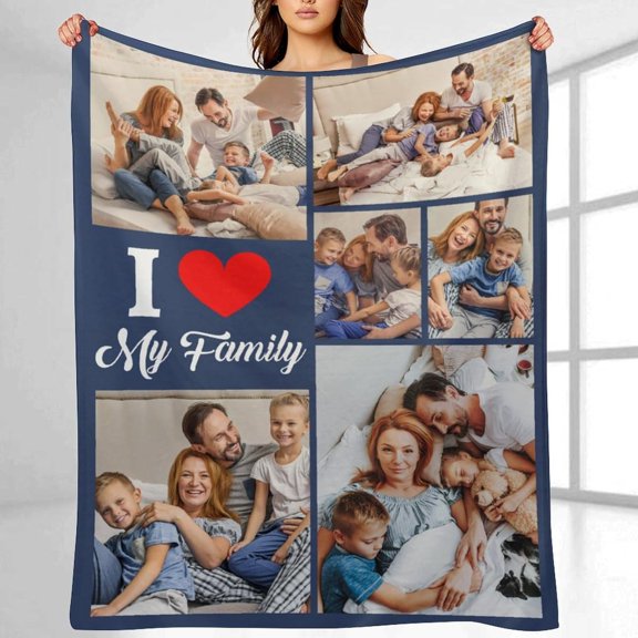 Custom Blankets Customized Use Your Child, Sister, Family Photo Text Collage Throws Blanket Personalized Bedding Blanket Home Decor, A Great Gift for Your Family, 40" x 60" Blankets