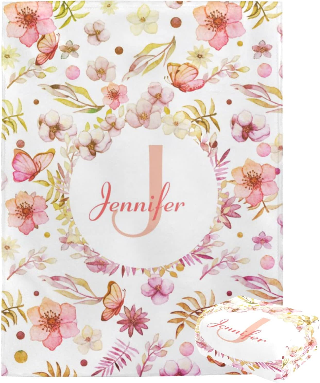 Custom Blankets with Name for Girls Personalized Baby Name Blankets Customized Swaddle Bed Blankets with Baby Name Flower Personalized Flower Blankets for Toddler Soft and Warm 30x40inch