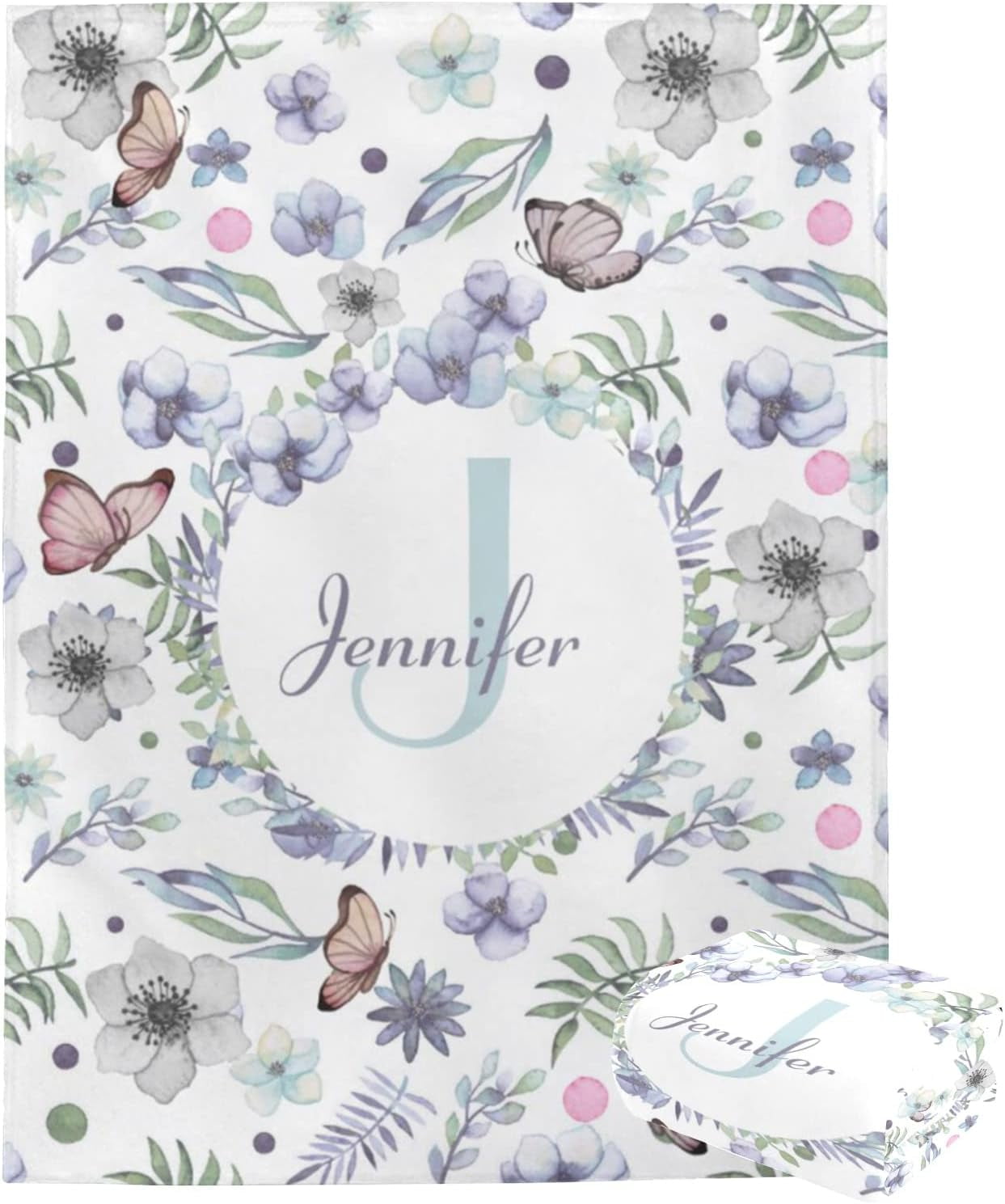 Custom Blankets with Name for Girls Personalized Baby Name Blankets Customized Swaddle Bed Blankets with Baby Name Flower Personalized Flower Blankets for Toddler Soft and Warm 30x40inch