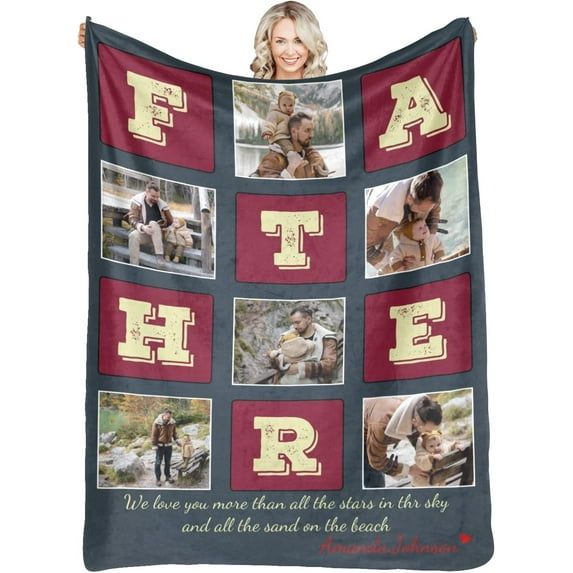 Custom Blankets Personalized Blankets with Photos Pictures Text Customized Blanket with Photos for Family Adult Kids Friends for Birthday Christmas Valentines