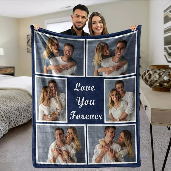 Custom Blankets with Photos Personalized Couples Gifts Customized Picture Blanket I Love You Gifts Birthday Gift for Wife Husband Girlfriend Boyfriend Blankets